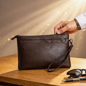 SZN-RD001 Tas Tangan Premium Pria & Wanita Hitam Kulit Elegan Cocok Formal & Non Formal Impor Tahan Lama Mudah Dibersihkan