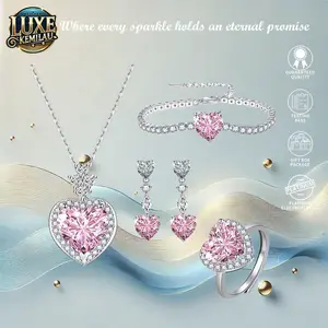 Power Shop S066 Diskon Paket Kalung Tangan Couple Elegan Cantik Kombo Carat Adjustable Berkualitas Tinggi Dengan Desain Yang Elegan wanita Couple wedding Pasangan Cowo Pria Anti Karat Luntur Berubah Garansi 1 Tahun Cincin Anting COD