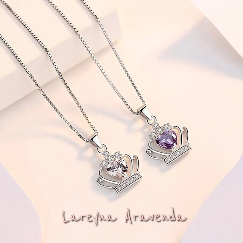 Kalung Titanium Wanita + Liontin Eternal Crown Crystal KL047 3