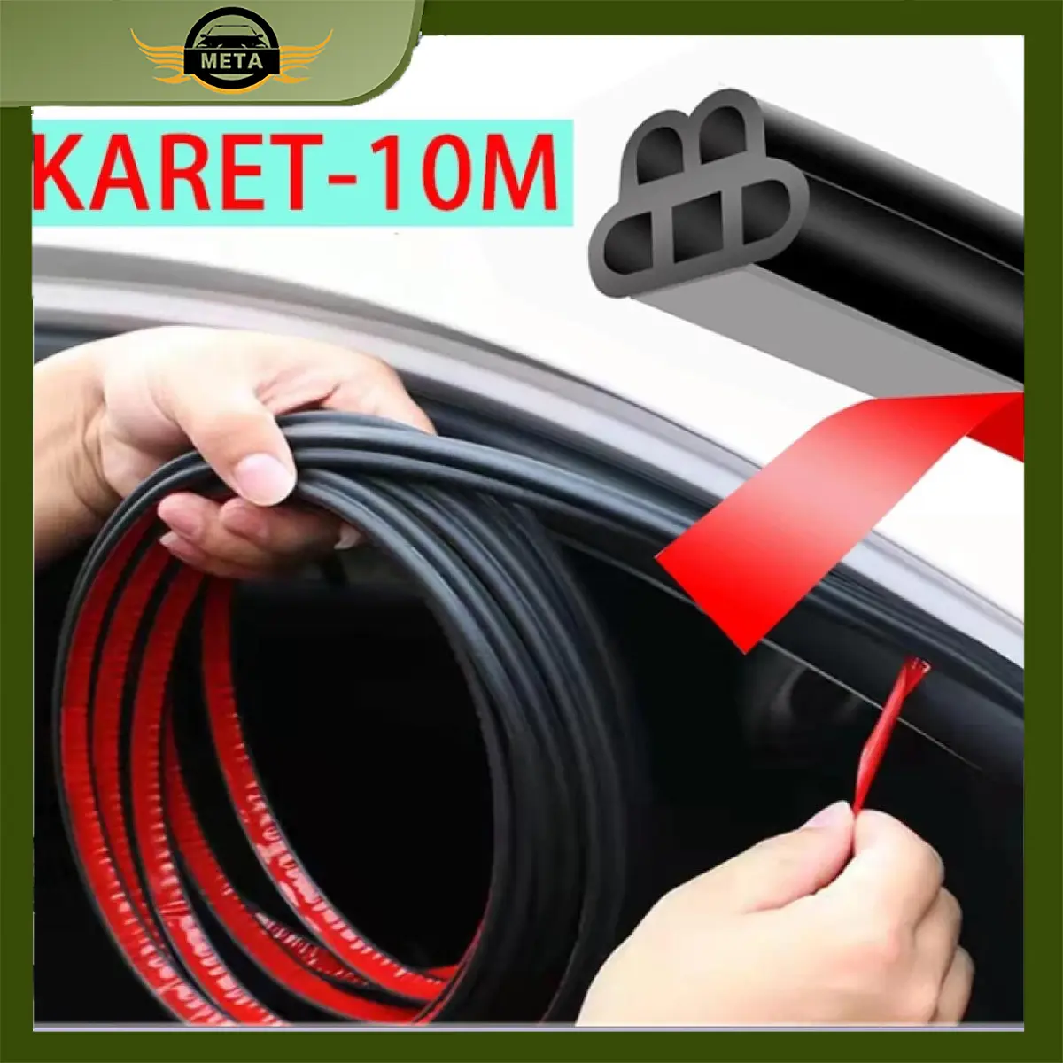 [Meta] 10M Karet Peredam Pintu Mobil Universal Strip Segel Karet Mobil List Peredam Suara Pintu Aksesoris Car