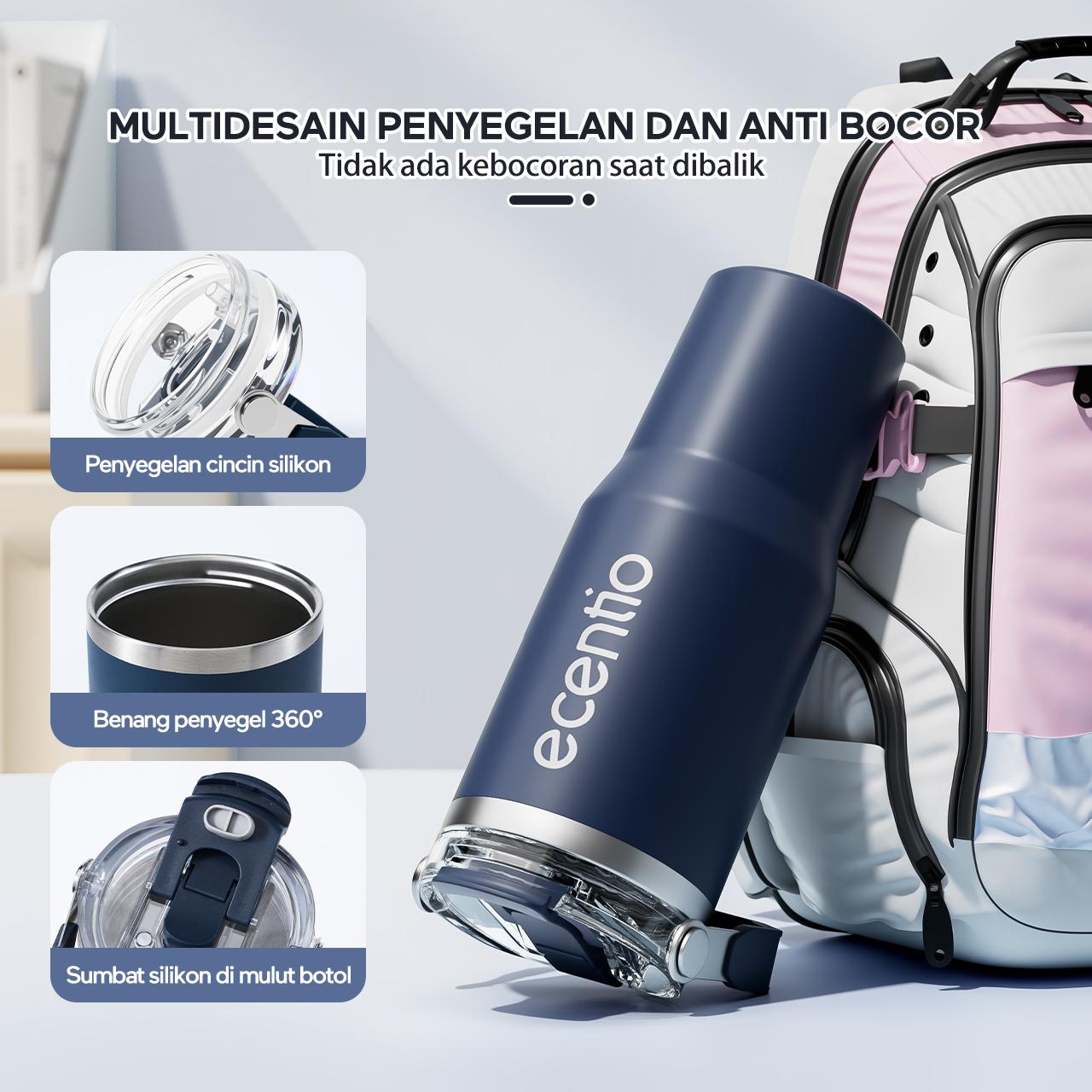 ecentio botol minum stainless steel 1200ML Termos tahan panas dingin 24 jam Kapasitas besar Outdoor protable tumblr aesthetic air botol
