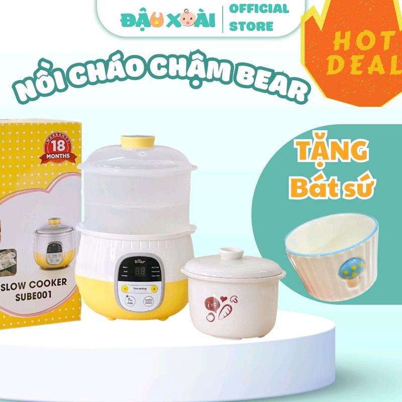 Nồi nấu cháo chậm Bear 0.8L( Bảo hành) bảng điều khiển tiếng Việt Nồi Lẩu Nồi Lẩu Điện Nồi Điện