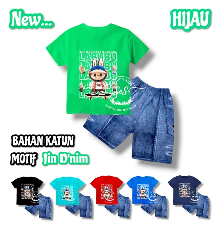 Setelan Baju Kaos motif gambar boneka LABU / bubu the monster viral Terbaru Untuk Usia 1-10 Tahun - Katun, Parsel Katun Parsel Sarung Bayi Cowok Laki-Laki 5