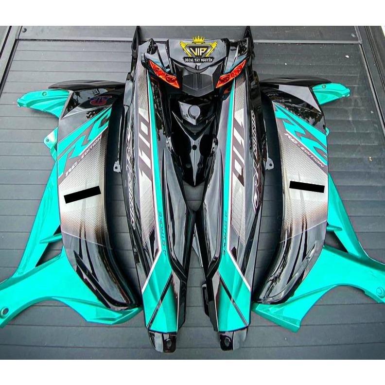  Dàn áo xe Sirius 110 50cc Đen Phối Xanh Lục Bảo Nhựa ABS cao cấp Tặng Tem PVC 3 lớp   không chóa  . -   Note: Ae cần mẫu theo yêu cầu vui lòng nhắn tin cho shop   