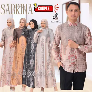 Couple Dress SABRINA Bahan Silk Premium Gamis Kondangan Busui Friendly Motif Bunga Elegan Terlaris 2025