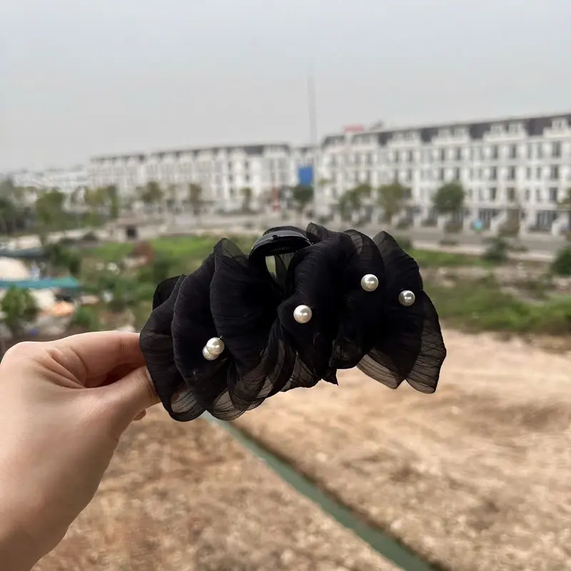 Kẹp Tóc Nơ Nhiều Lớp Đính Hạt Cho Nữ Women Cài Tóc 7