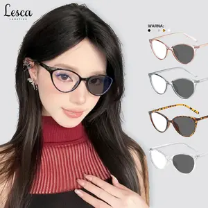 Lesca Kacamata Photocromic Pelindung UV Kacamata Cat Eye Fashion Wanita