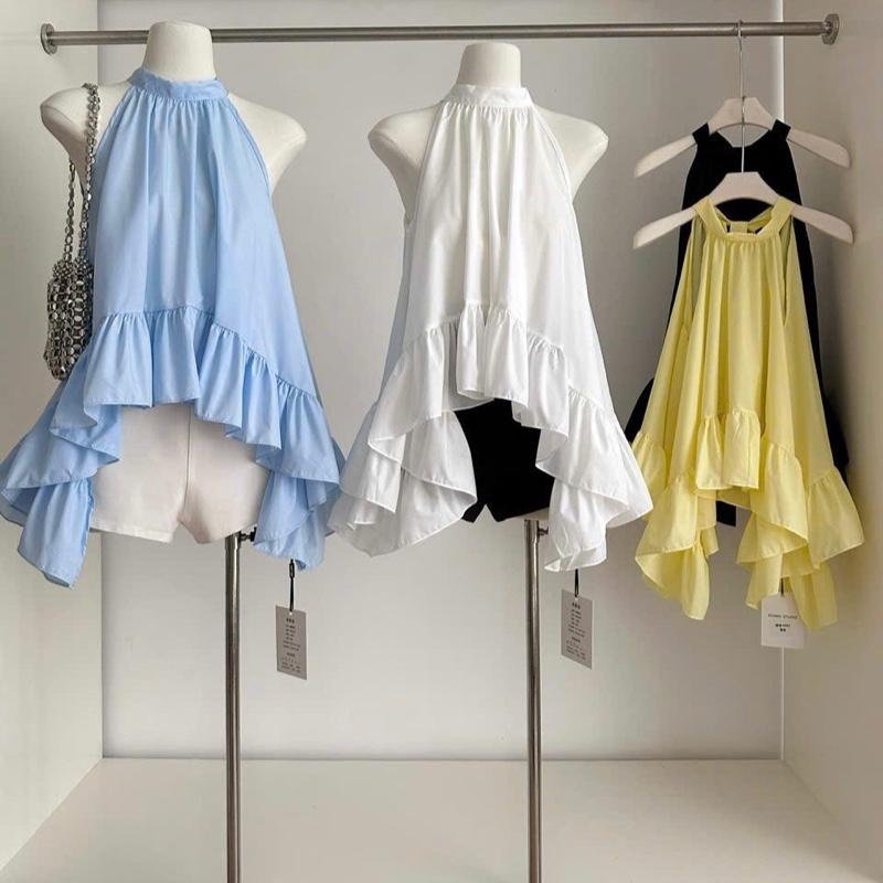 Áo Cổ Yếm Vạt Layer”SUMI TOP”Chất Gió Su 4 màu siêu xinh-Dành cho Nữ