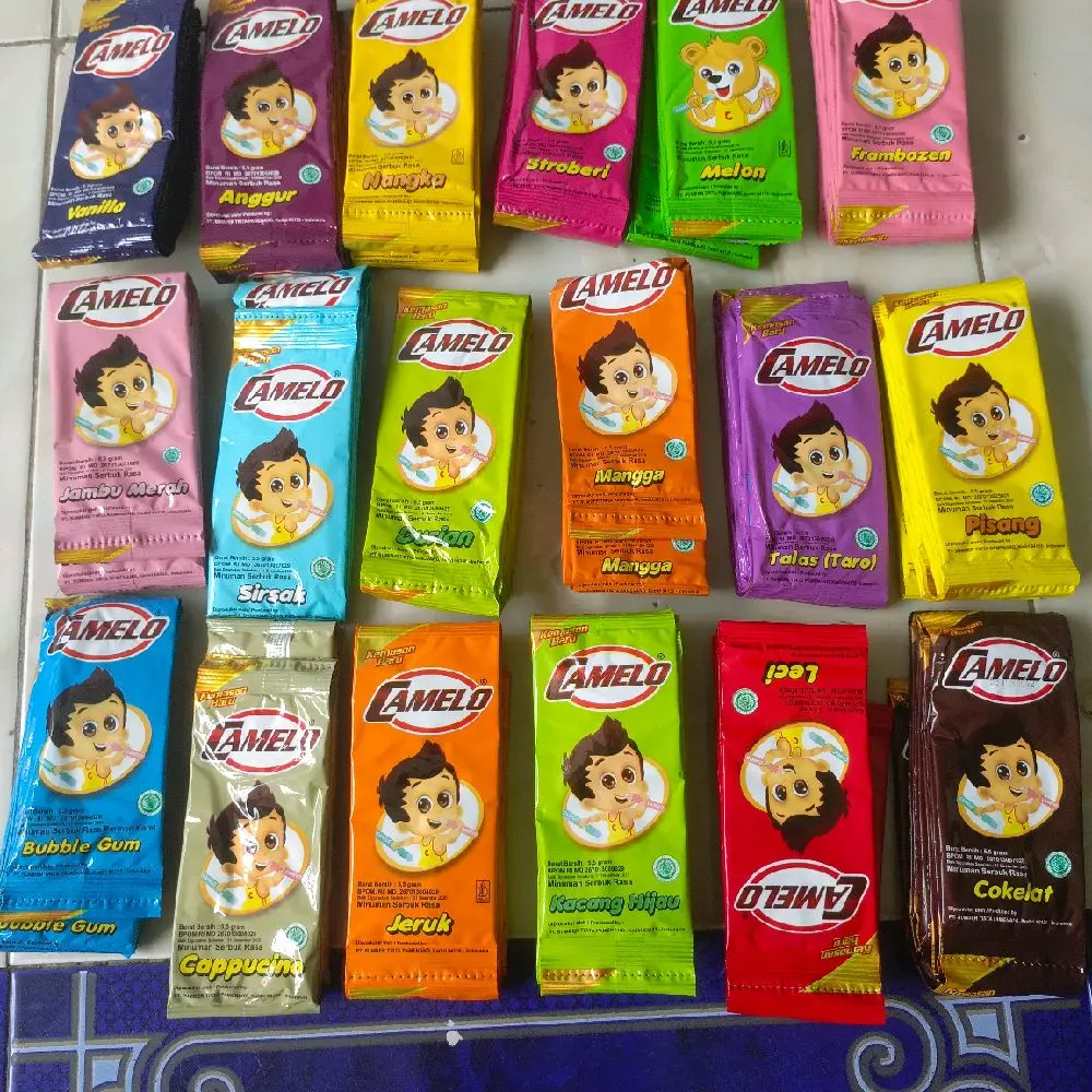 20 Renceng Es Camelo Isi 200 pcs / Es Camelo Susu bantal Anggur Coklat Stroberi Vanilla