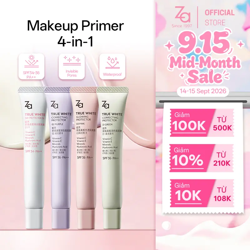 Kem Lót & Chống Nắng Za True White All-in-One 35g – Nâng Tông Kiềm Dầu Dưỡng Da Che Khuyết Điểm