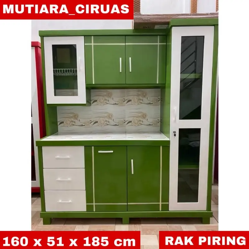 Rak Piring Kayu 4 Pintu Minimalis (Free Ongkir Serang Banten)