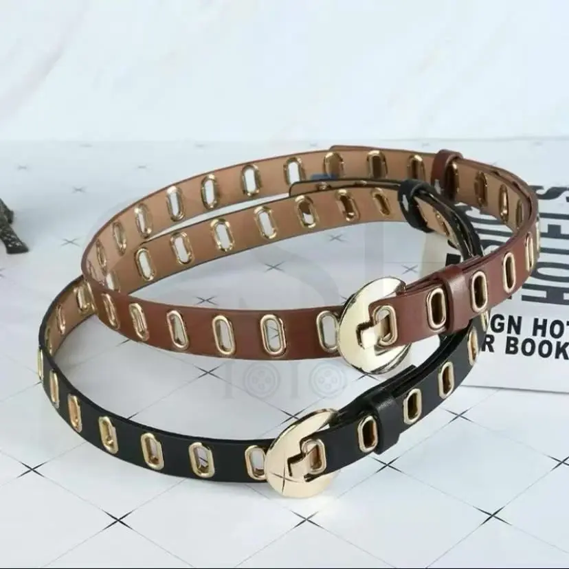 [Ready stock]CSH 1010 Women casual full hole alloy buckle PU belts