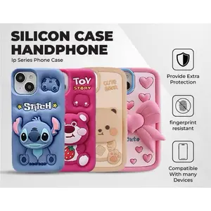 Soft Case HP Silikon Premium Dengan Kartun 3D Pop Standing For iP 11/12/13/14/15/16/17 MAX Pro Max Plus Motif Lucu dan Tahan Gores