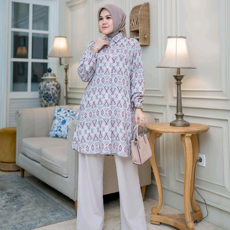 tunik crespo import motif abstrak Atasan 0