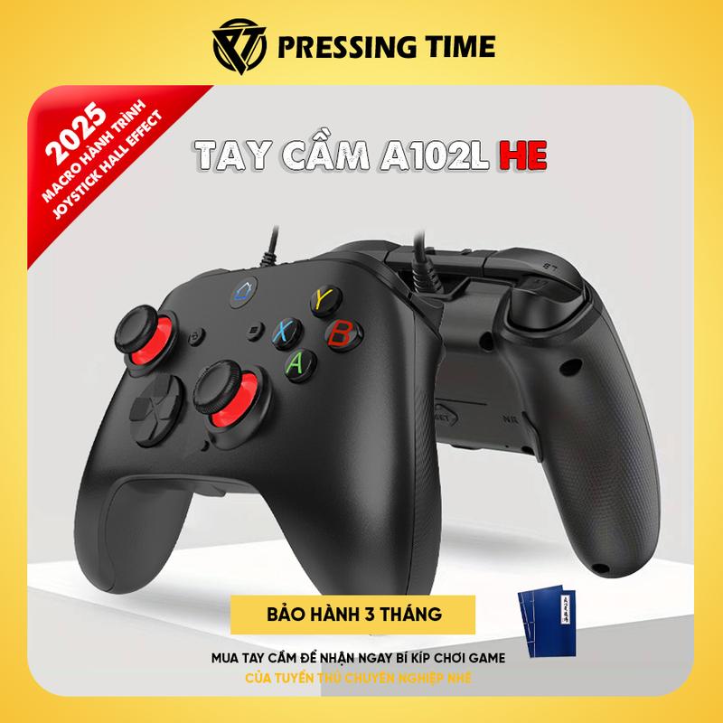 Tay cầm chơi game A102L HE _ Cần Joystick Hall Effect chống trôi, 2 nút Macro gán skill, có đây kết nối dài 2,2m - Pressing Time