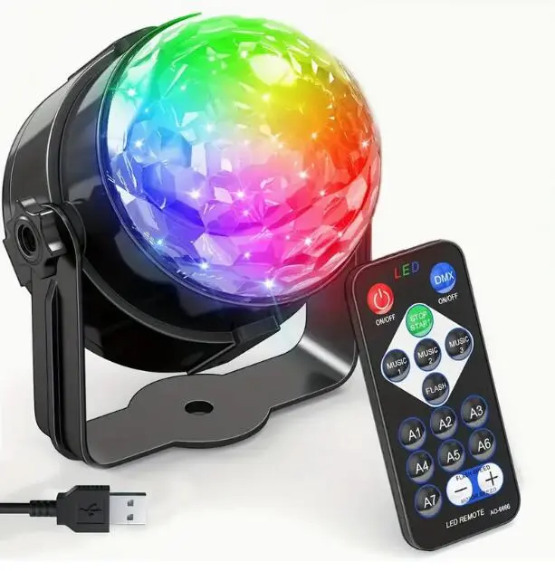 Đèn DJ Quả Cầu Disco, Đèn Tiệc, Kích Hoạt Âm Thanh, Đèn Nhấp Nháy Sân Khấu Xoay RGB, Có Điều Khiển Từ Xa Không Dây, Thích Hợp Cho Tốt Nghiệp, Sinh Nhật Trẻ Em, Đám Cưới, Zumba, Trang Trí Mùa Hè, Quán Bar 6