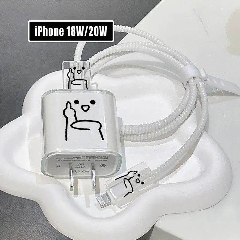 Cáp Dữ Liệu, Thiết Kế Hoạt Hình Đơn Giản, 20W Và 18W, Tương Thích Với IPHONE 11, 12, 13, 14 Và 18W, Sạc Nhanh, Có Vỏ Bảo Vệ