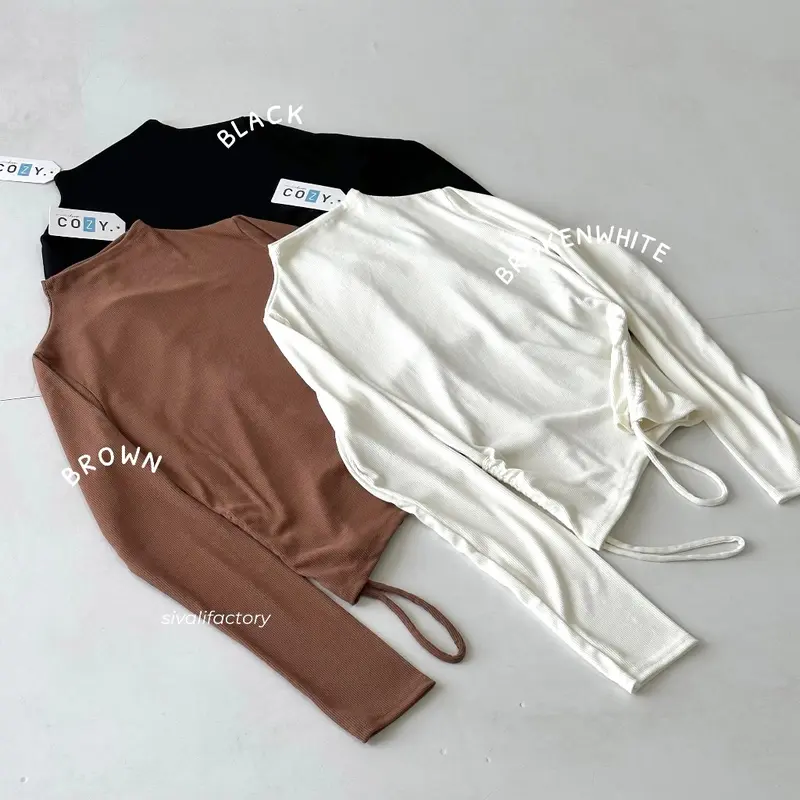 Product Introduction of Nicole Top- Atasan Knit Wanita Lengan Panjang Inner Rajut Turtleneck Korea - Crop Top Tali Serut 2