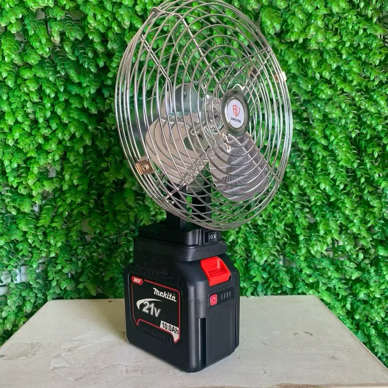 Quạt tích điện inox rộng 22cm với 2 tốc độ gió , chân pin phổ thông , có cổng USB , quạt Fan 3
