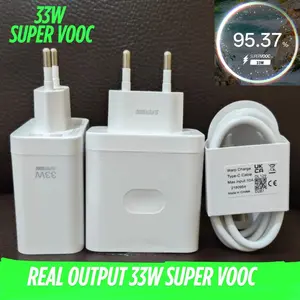 Charger SuperVooC A3 A3x A5 A60 Reno 12F 13F Pro 4G 5G OriginaCharger casan 33W real out /  Type C 33W Super Vooc  Reno 6 7 8 A57 A96 A77s A74 A76 A95 K10 F21 K3 A5 2020 A9 2020 Fast Charging