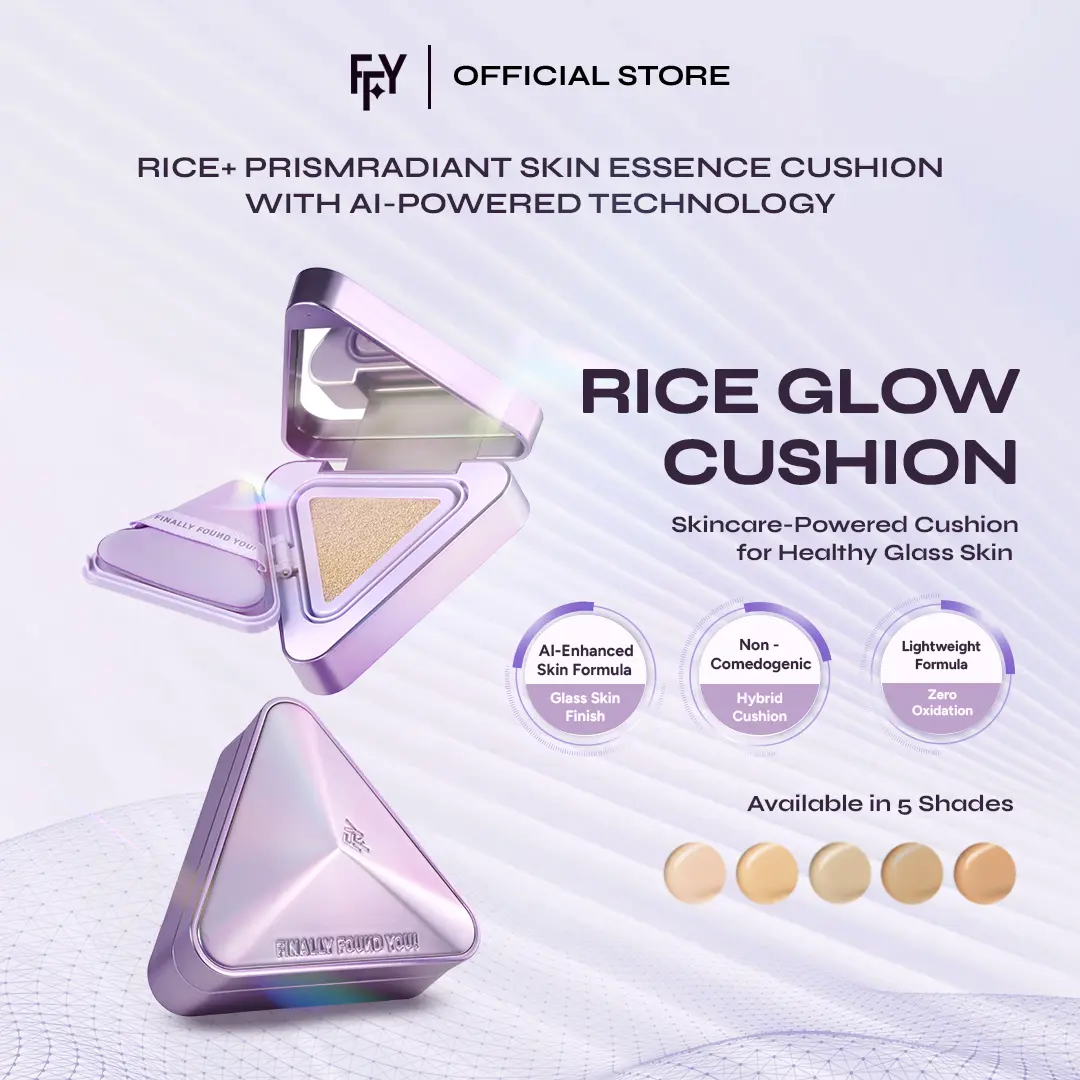 [NEW LAUNCH!] Finally Found You! RICE+ PrismRadiant Skin Essence Cushion with AI-Powered Technology | Rice Glow Cushion Essence Non-Comedogenic Weightless Coverage, Tekstur Ringan, Minim Oksidasi