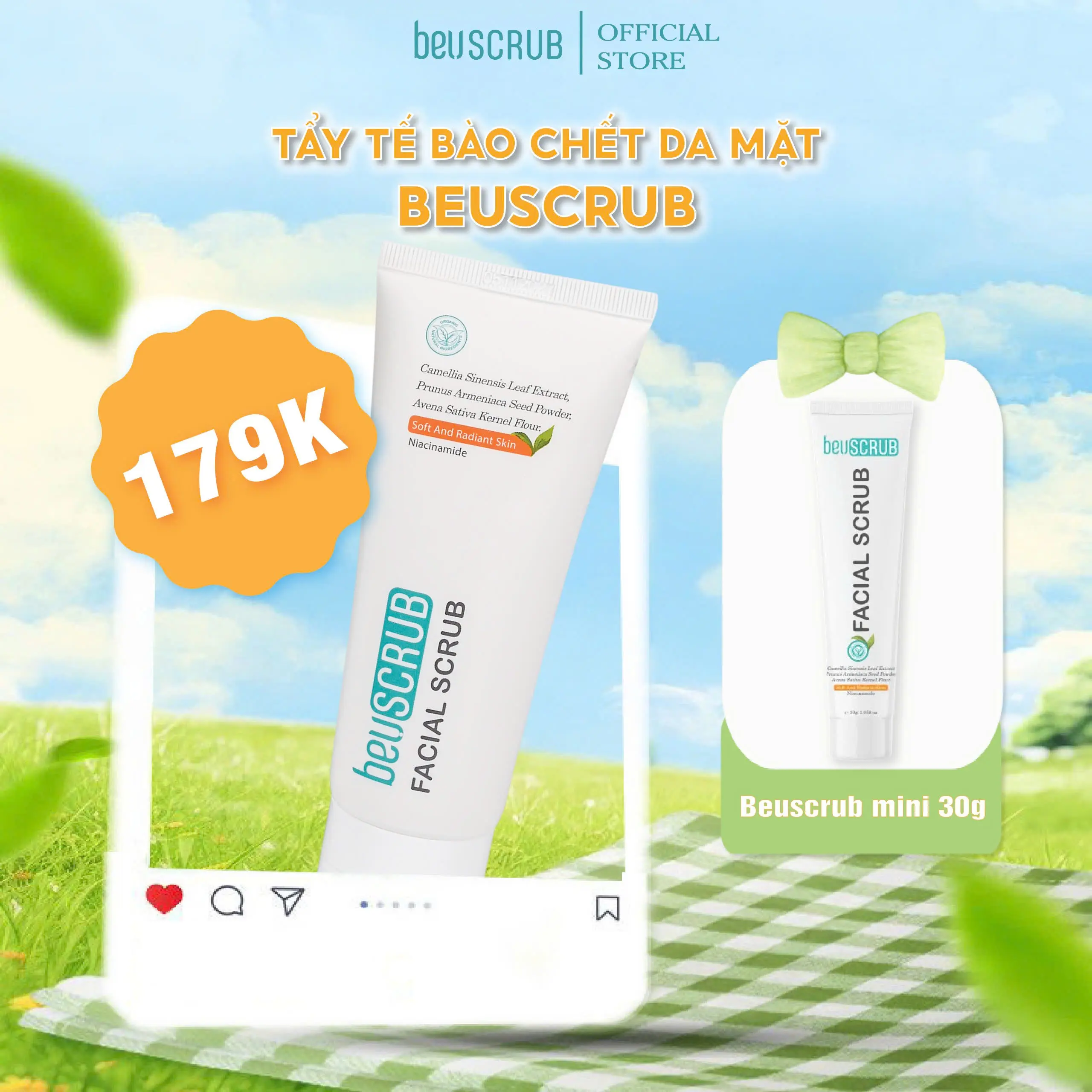 BEUSCRUB Tẩy Tế Bào Chết Da Cho Mặt 100g - Skincare Nam Nữ Làm Đẹp Da, Hỗ Trợ Làm Sạch Da, Dưỡng Ẩm Dịu Nhẹ, Giúp Da Mịn Màng và Tươi Sáng Skincare  Women Cho Da khô nhạy cảm - TDC151 phục hồi