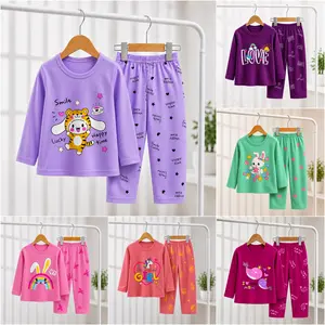 VAMORA Setelan Baju Anak Perempuan Lengan panjang Nyaman Buat Tidur Dan Harian Fashion Celana