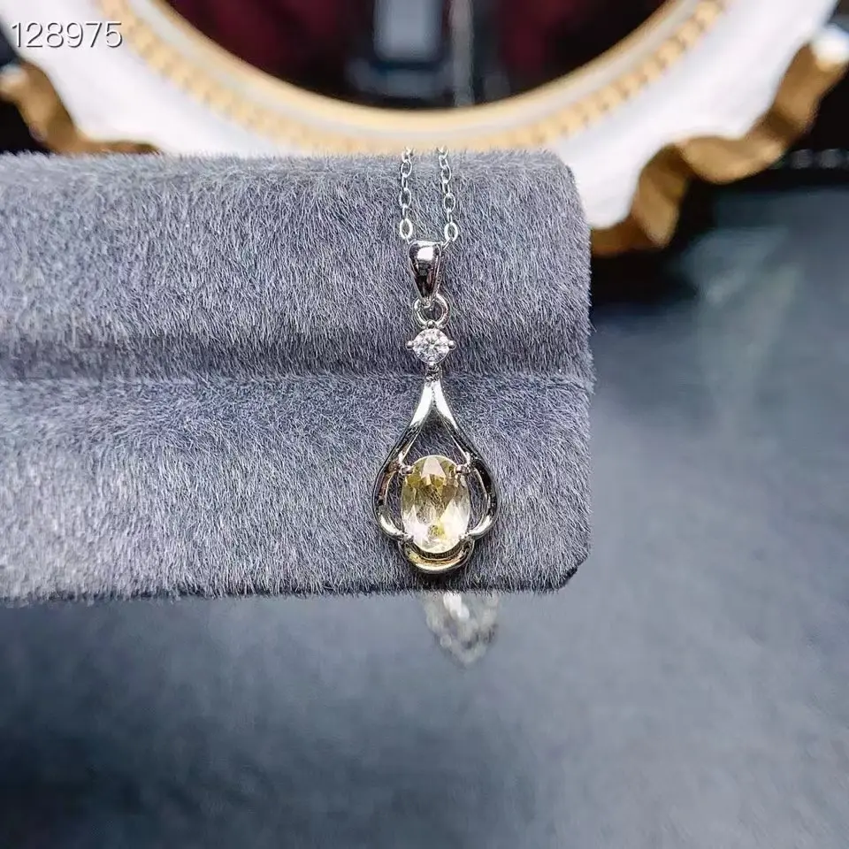 0058 S925 Natural Citrine Fashion Pendant (Main Stone 5*7mm)