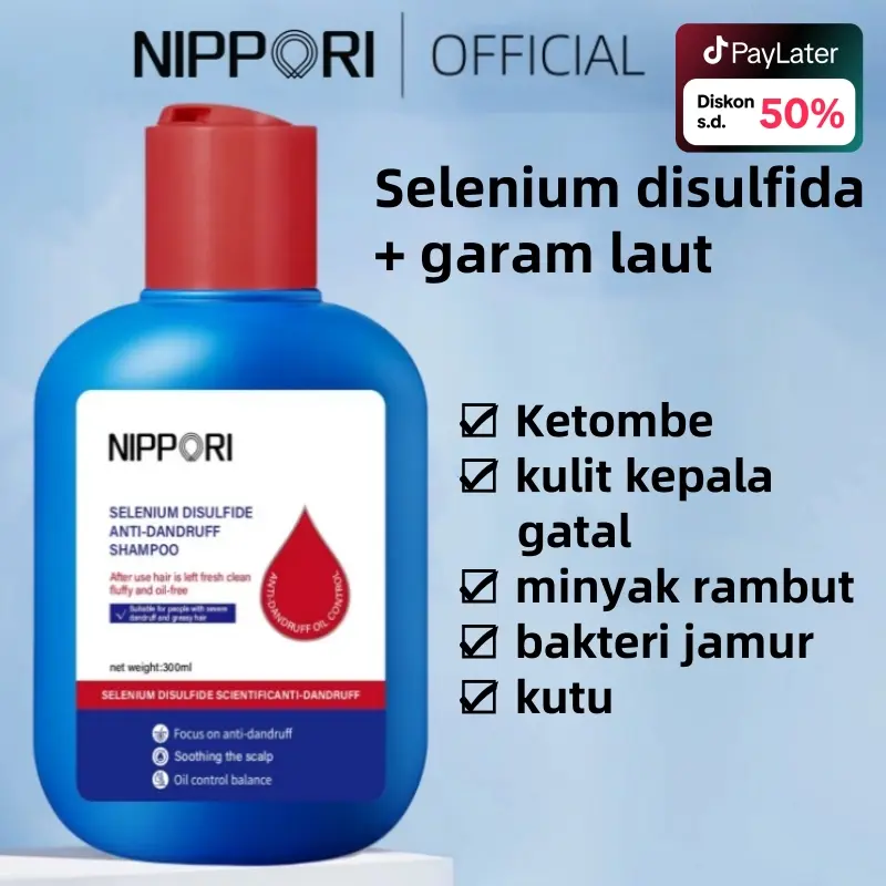NIPPORI Selenium Disulfide Haircare Shampoo Helps control oil and dandruff Membantu mengontrol minyak dan ketombe Gatal Perawatan Sampo 300ML 0
