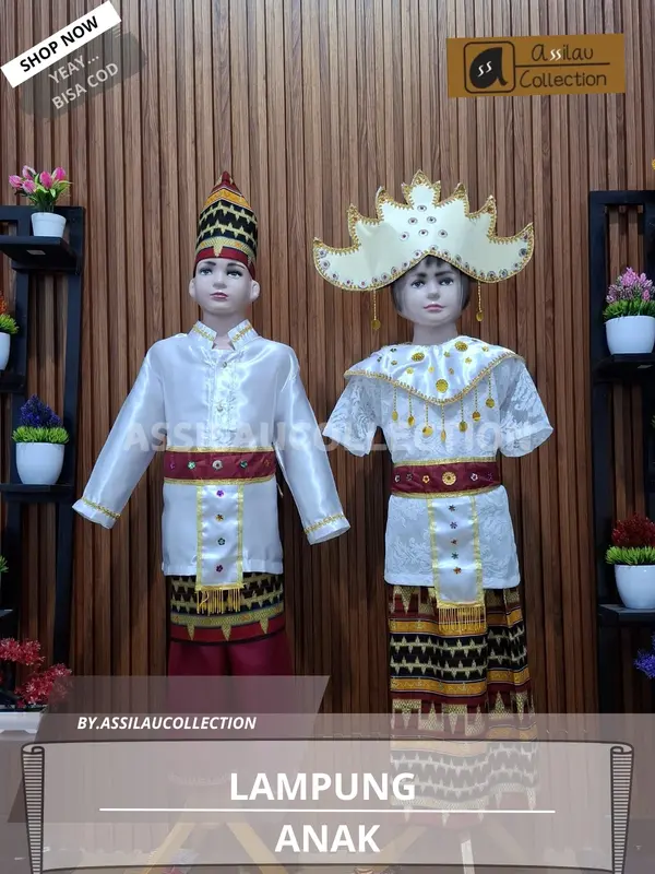 Baju Adat Lampung Anak satuan (Laki/Cewek) Pakaian Aksesoris 0