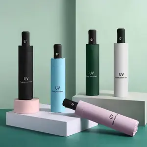 IDOLA Payung Lipat Anti UV Payung Umbrella Panjang Dewasa Tabir Surya Tahan Panas dan Hujan Payung Lipat Polos