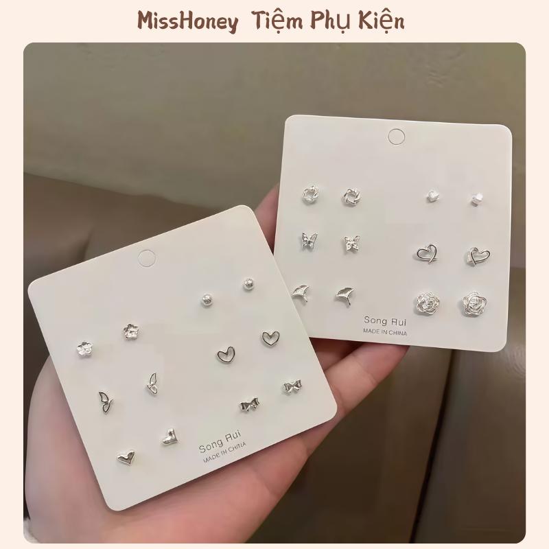 Set 6 Đôi Bông Tai Khuyên Tai Nhỏ Xinh Nhiều Mẫu Mã Đơn Giản Phù Hợp Với Mọi Lứa Tuổi