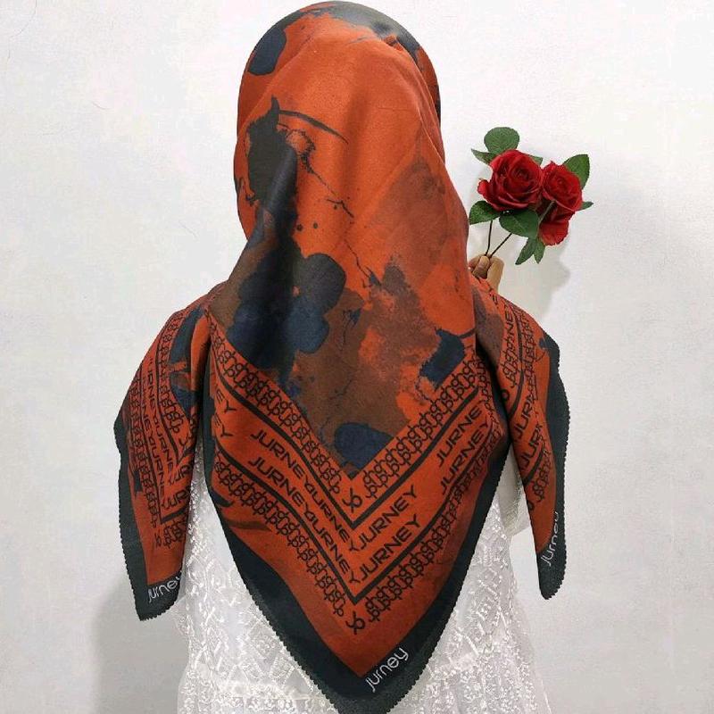 Hijab segi empat voal motif jilbab segiempat sekarang Kerudung Muslim Square Hitam Mewah outfit  kerudung  BERKAHfhasion 0
