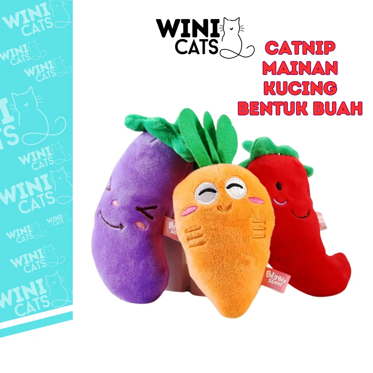 WINICATS Mainan Kucing Boneka Gigit Bentuk Buah Catnip Doll Membantu Mengatasi Kucing Stress