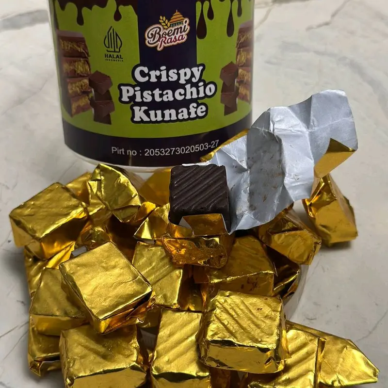 Mini Dubai Coklat Kunafa Cube - Kue Coklat Kecil - Chocolate, Food, Cemilan, Snacks Makanan Camilan Cokelat Pistachio 2