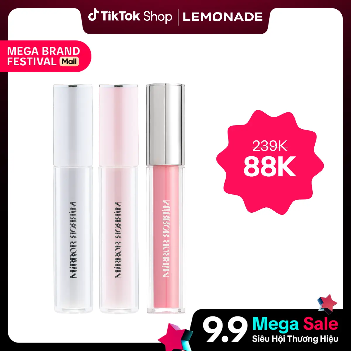 Son tint bóng không dính bền màu Lemonade Mirror Mirror Water Tint 4g