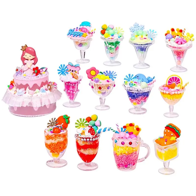 Tepi es krim anak buatan tangan DIY krim lem mainan gadis penutup mulut buatan tangan simulasi mainan makanan buatan Toys Buah Kotak deco cream Kue 8