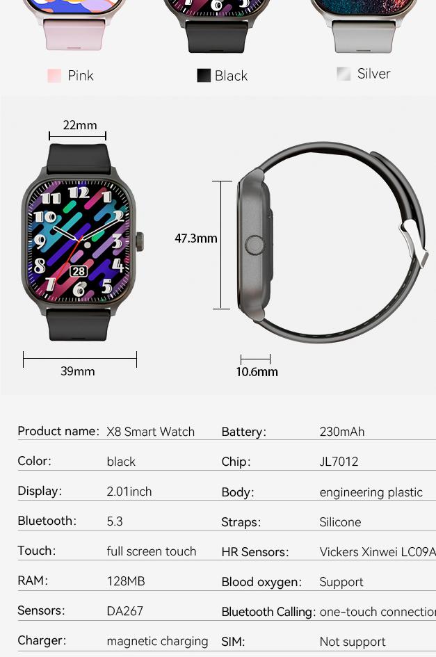 Product Introduction of (BISA COD)Jam tangan smartwatch pria cewek,X8, 2.01”smartwatch android ios,parlent active smartwatch,Sport Tahan Air Bluetooth Smart Watch Pelacak Kebugaran Gelang Pedometer Heart Rate 13