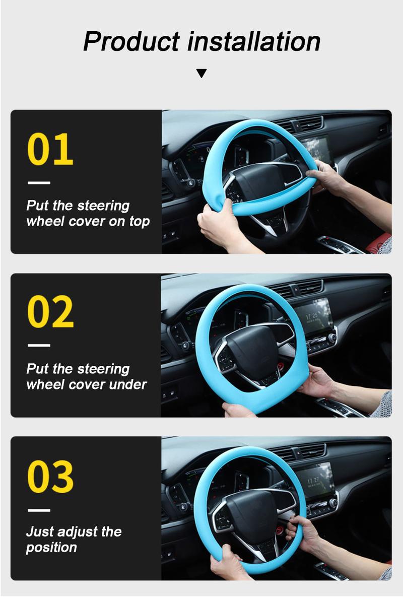 Product Introduction of SEAMETAL Automotive Silicone Steering Wheel Cover Anti-sliding Suitable For 33-44 CM Steering Wheel 33