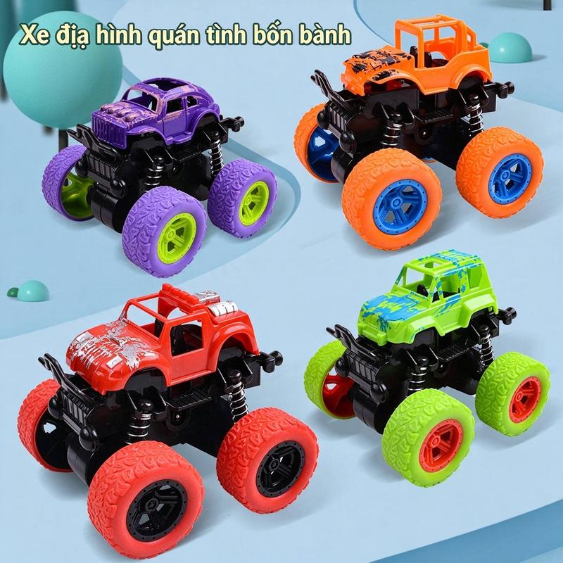 Đồ Chơi Xe Địa Hình Quán Tính Kép 4 Màu Đỏ Cam Xanh Lá Tím Kích Thước 8.5-9.5cm Bánh Xe Lớn Chống Va Đập Mô Hình Xe Đua Cho Bé Trai Quà Tặng Sinh Nhật
