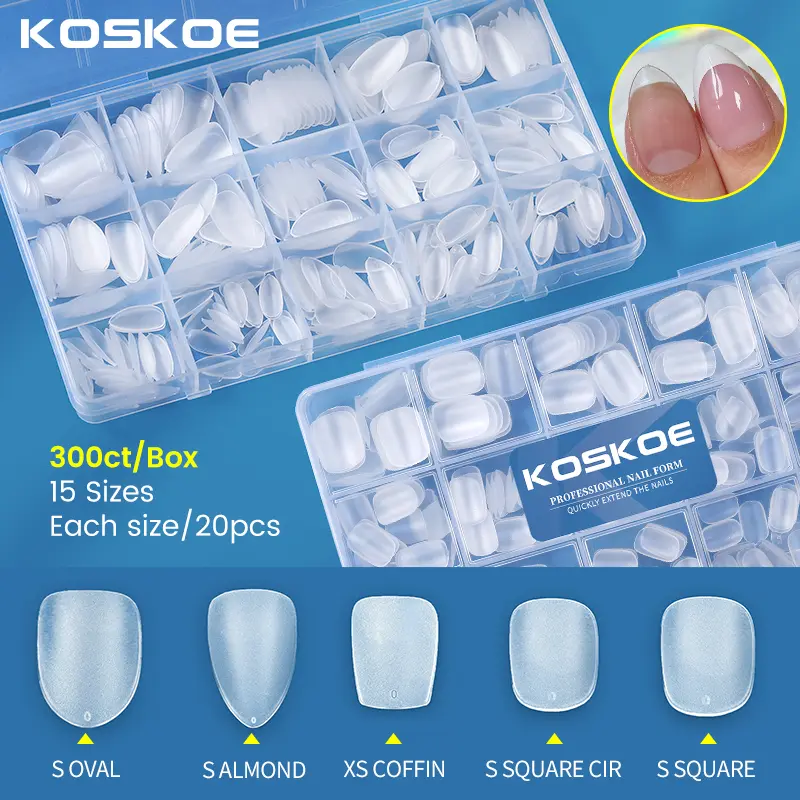 300pcs Nail Tips Press On Ujung Kuku Palsu Xs Xxs Matte Full Cover UV Gel Paku Paluse Extension Manicure Tools BORN PRETTY 56960 Art Lem Polish 2