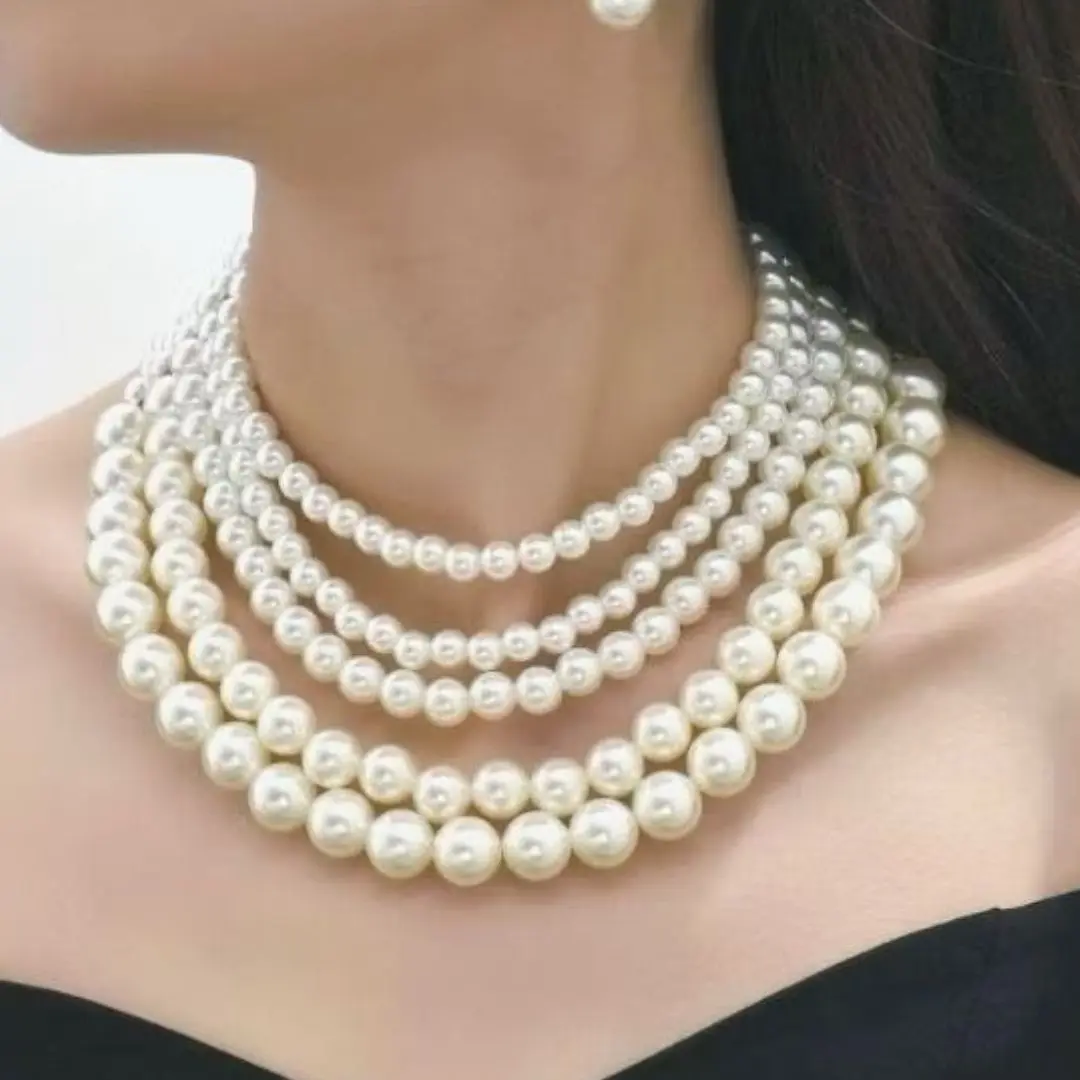 Senada Victory Kalung Choker Layers Pesta Mewah Miranda Mutiara Ringan Sintetis TSV878