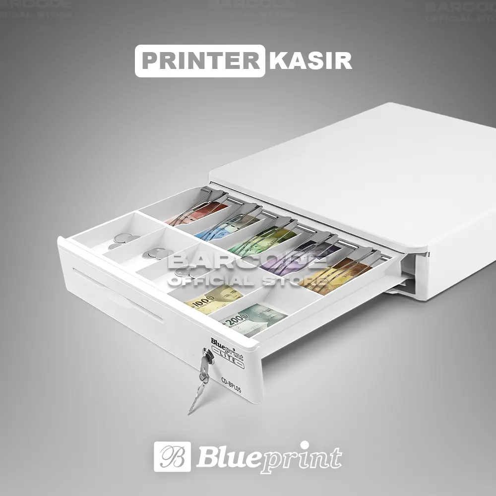 Blueprint CD-BPL05 Cash Drawer Mesin Kasir White 5 Bill Slot 5 Coin Slot RJ11