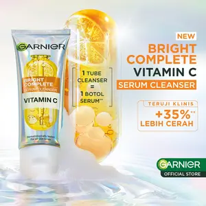 GARNIER Bright Complete Serum Cleanser 100ml - Single Twipack ISI 2 - Sabun Pencuci Wajah Brightening Mencerahkan - Sabun Muka Best Seller