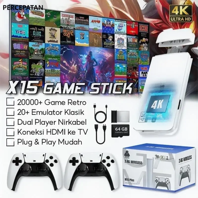 M15 Game Stick Wireless 4K/Gaming Console Retro 20K+ Games PSP Video Games HDMI TV Gaming 2P Gamepad Video Game Console