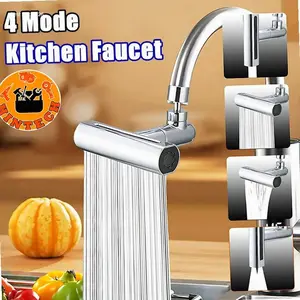 Keran Air Terjun 4 Mode Keran Wastafel Dapur Multifungsi Kran Sink Dapur 360 ° Rotasi Wastafel Tembok Kran Fleksibel Stainless | Hot Item