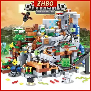Mainan Anak Laki-laki Block Minicraft 3D Puzzle Susun Edukasi Mainan 1000Pcs My World Mechanism Cave Mainan Edukasi Anak Hadiah untuk anak-anak