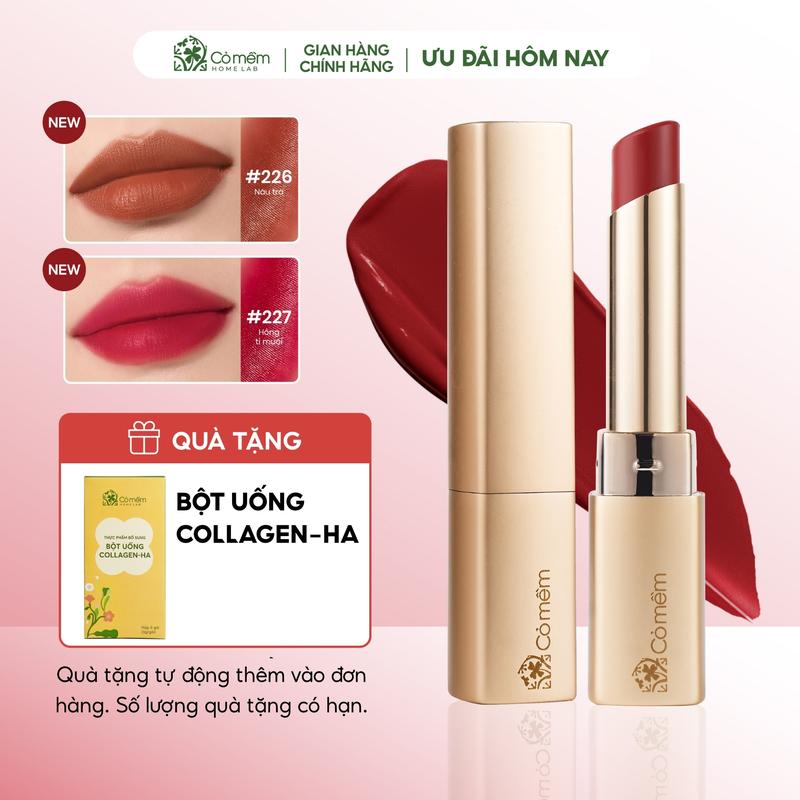 Son môi Nhã lì mượt bền màu giúp dưỡng ẩm làm mềm môi Cỏ Mềm 3,4g