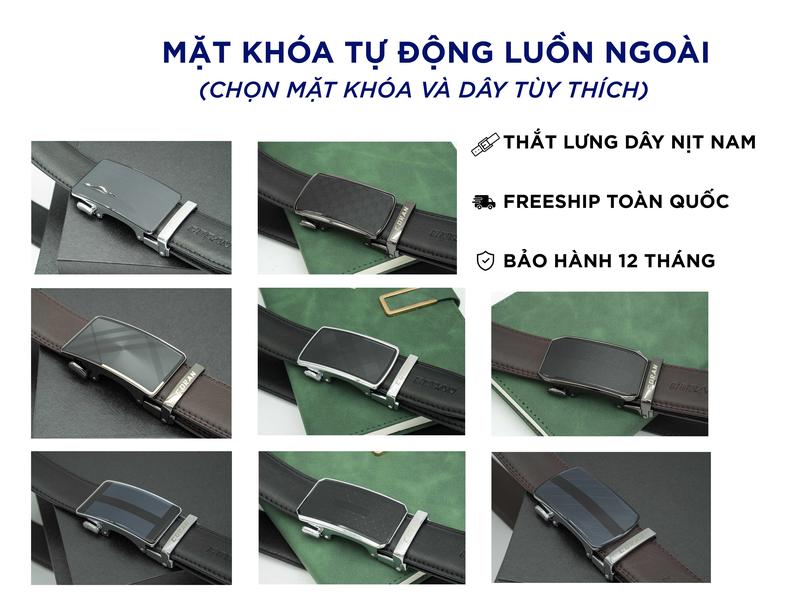 Mặt khoá Tự Động Luồn Ngoài da Bò Nappa cao cấp Thắt Lưng Nam Dây nịt da bò thật chính hãng CORAN Chất Liệu Da Bò Nappa Cao Cấp Nhập Khẩu Mặt Khoá Tự Động Luồn Ngoài Mã FLN-03