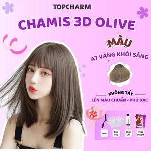 Kem nhuộm tóc Xám Khói A7 Chamis 3D có thành phần siêu dưỡng từ olive 30 tone màu Khôngn Cần Tẩy giúp tóc Mềm Mượt 200ml (Kèm oxy, bao tay, lược).